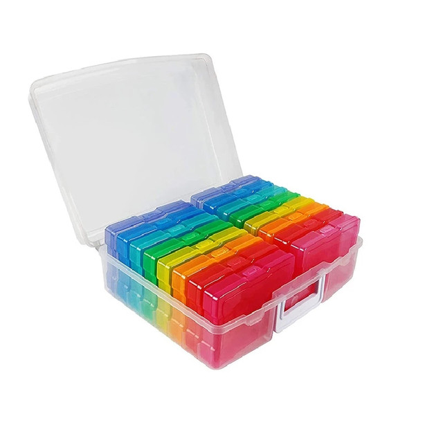 Simple Photo Storage Box Keeper Cases 6 Boxes/16 Boxes Plastic Jewelry  Storage Organizer Suit Colourful
